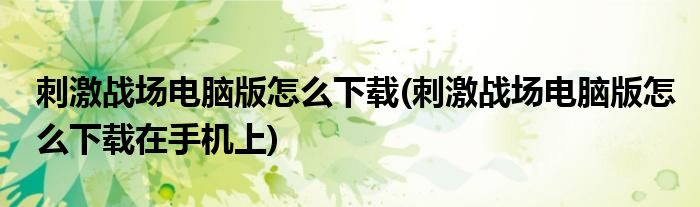 刺激戰(zhàn)場電腦版怎么下載(刺激戰(zhàn)場電腦版怎么下載在手機上)