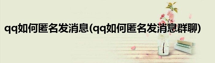 qq如何匿名發(fā)消息(qq如何匿名發(fā)消息群聊)