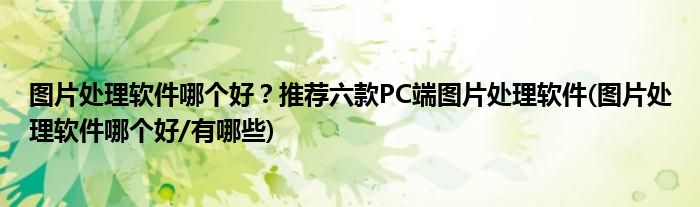 圖片處理軟件哪個(gè)好？推薦六款PC端圖片處理軟件(圖片處理軟件哪個(gè)好/有哪些)