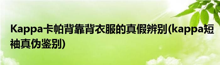 Kappa卡帕背靠背衣服的真假辨別(kappa短袖真?zhèn)舞b別)