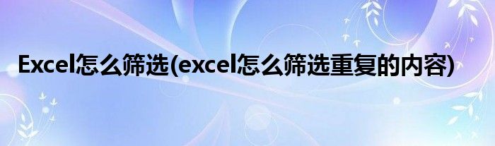 Excel怎么篩選(excel怎么篩選重復(fù)的內(nèi)容)