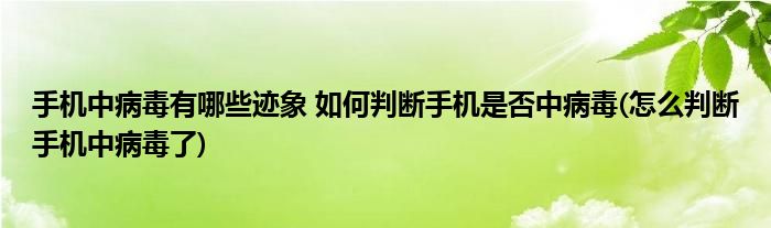 手機(jī)中病毒有哪些跡象 如何判斷手機(jī)是否中病毒(怎么判斷手機(jī)中病毒了)