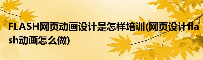 FLASH網(wǎng)頁(yè)動(dòng)畫設(shè)計(jì)是怎樣培訓(xùn)(網(wǎng)頁(yè)設(shè)計(jì)flash動(dòng)畫怎么做)