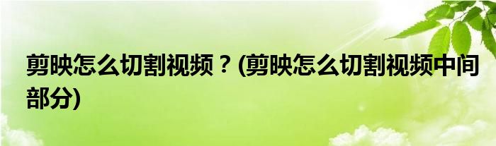 剪映怎么切割視頻？(剪映怎么切割視頻中間部分)