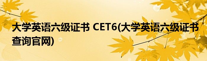大學英語六級證書 CET6(大學英語六級證書查詢官網(wǎng))