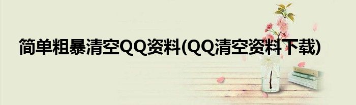 簡單粗暴清空QQ資料(QQ清空資料下載)