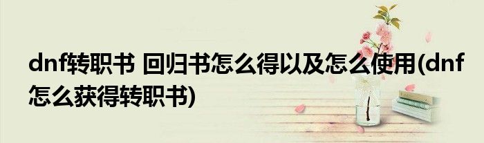 dnf轉職書 回歸書怎么得以及怎么使用(dnf怎么獲得轉職書)