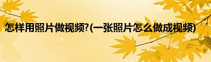 怎樣用照片做視頻?(一張照片怎么做成視頻)