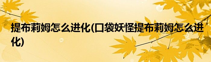提布莉姆怎么進(jìn)化(口袋妖怪提布莉姆怎么進(jìn)化)