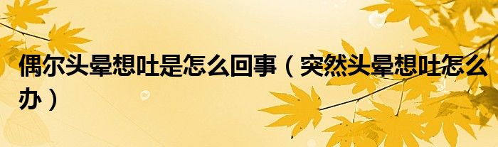 偶爾頭暈想吐是怎么回事（突然頭暈想吐怎么辦）