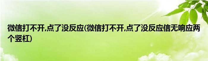 微信打不開,點了沒反應(微信打不開,點了沒反應信無響應兩個豎杠)