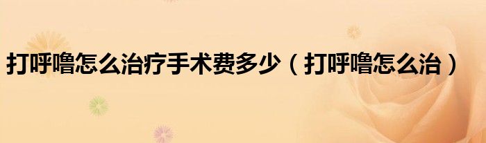 打呼嚕怎么治療手術(shù)費多少（打呼嚕怎么治）