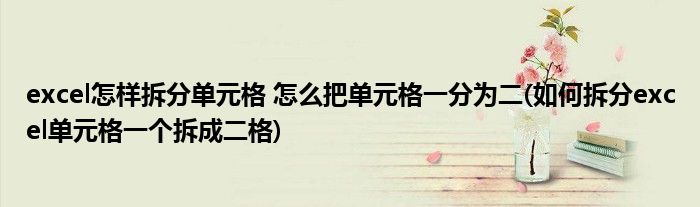 excel怎樣拆分單元格 怎么把單元格一分為二(如何拆分excel單元格一個(gè)拆成二格)