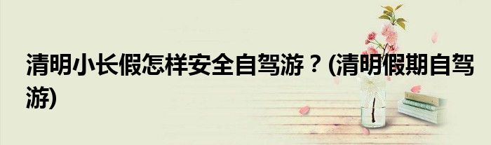 清明小長假怎樣安全自駕游？(清明假期自駕游)