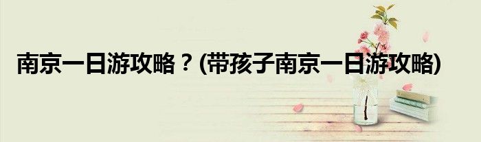南京一日游攻略？(帶孩子南京一日游攻略)