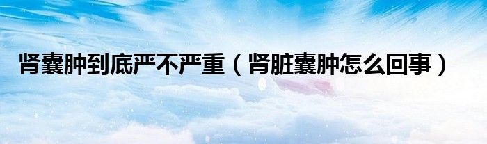 腎囊腫到底嚴(yán)不嚴(yán)重(腎臟囊腫怎么回事)