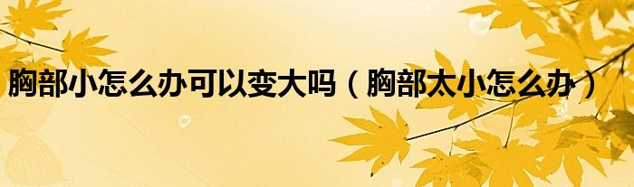 胸部小怎么辦可以變大嗎（胸部太小怎么辦）