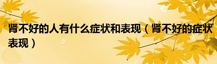 腎不好的人有什么癥狀和表現(xiàn)（腎不好的癥狀表現(xiàn)）