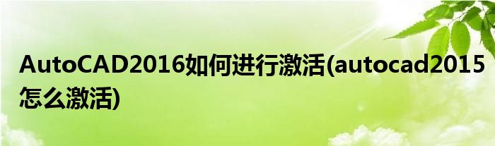 AutoCAD2016如何進(jìn)行激活(autocad2015怎么激活)