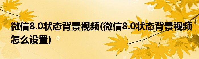 微信8.0狀態(tài)背景視頻(微信8.0狀態(tài)背景視頻怎么設(shè)置)