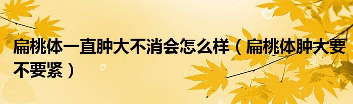 扁桃體一直腫大不消會(huì)怎么樣（扁桃體腫大要不要緊）