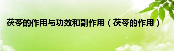 茯苓的作用與功效和副作用（茯苓的作用）