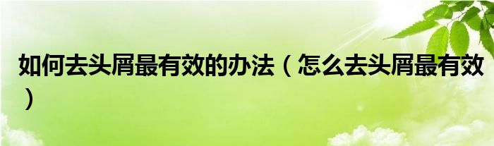 如何去頭屑最有效的辦法(怎么去頭屑最有效)