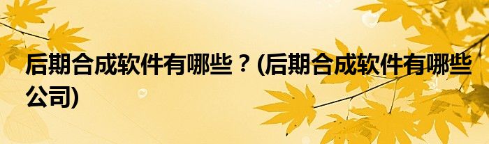 后期合成軟件有哪些？(后期合成軟件有哪些公司)