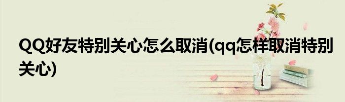 QQ好友特別關(guān)心怎么取消(qq怎樣取消特別關(guān)心)