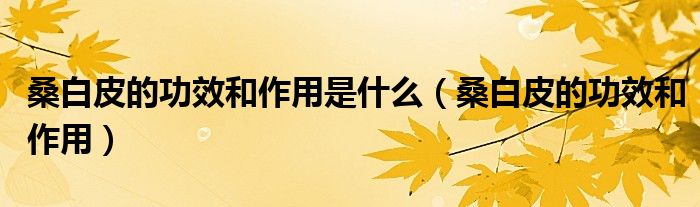 桑白皮的功效和作用是什么（桑白皮的功效和作用）