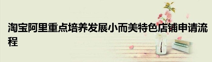 淘寶阿里重點(diǎn)培養(yǎng)發(fā)展小而美特色店鋪申請(qǐng)流程