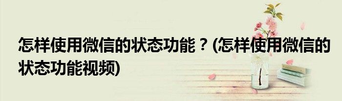 怎樣使用微信的狀態(tài)功能？(怎樣使用微信的狀態(tài)功能視頻)