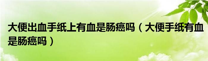 大便出血手紙上有血是腸癌嗎（大便手紙有血是腸癌嗎）