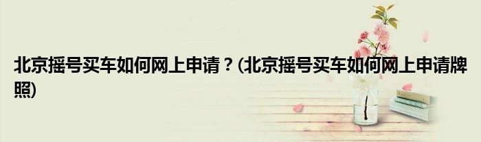 北京搖號(hào)買車如何網(wǎng)上申請(qǐng)？(北京搖號(hào)買車如何網(wǎng)上申請(qǐng)牌照)