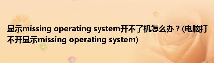 顯示missing operating system開不了機怎么辦？(電腦打不開顯示missing operating system)
