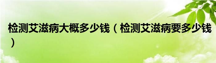 檢測(cè)艾滋病大概多少錢(檢測(cè)艾滋病要多少錢)