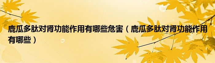 鹿瓜多肽對腎功能作用有哪些危害（鹿瓜多肽對腎功能作用有哪些）
