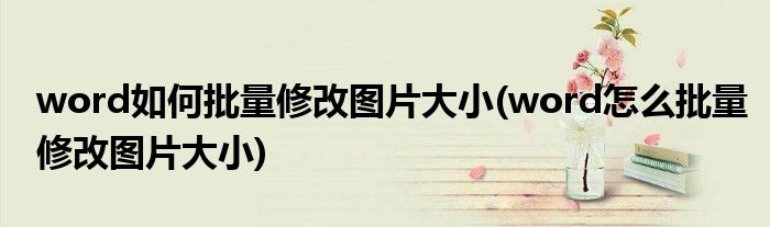 word如何批量修改圖片大小(word怎么批量修改圖片大小)