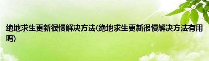 絕地求生更新很慢解決方法(絕地求生更新很慢解決方法有用嗎)