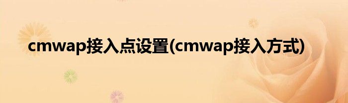 cmwap接入點設置(cmwap接入方式)