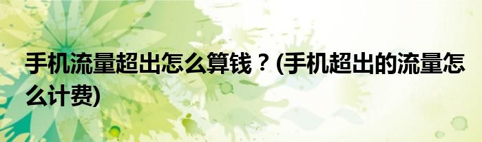 手機(jī)流量超出怎么算錢？(手機(jī)超出的流量怎么計(jì)費(fèi))