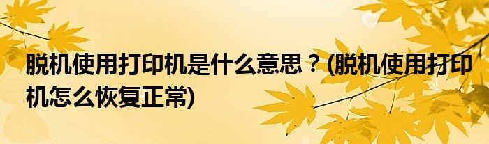 脫機(jī)使用打印機(jī)是什么意思？(脫機(jī)使用打印機(jī)怎么恢復(fù)正常)