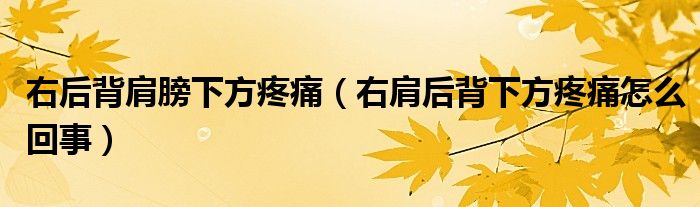 右后背肩膀下方疼痛（右肩后背下方疼痛怎么回事）