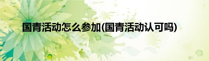 國青活動怎么參加(國青活動認可嗎)