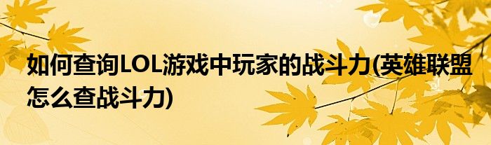 如何查詢LOL游戲中玩家的戰(zhàn)斗力(英雄聯(lián)盟怎么查戰(zhàn)斗力)