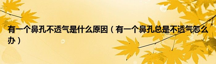 有一個鼻孔不透氣是什么原因（有一個鼻孔總是不透氣怎么辦）