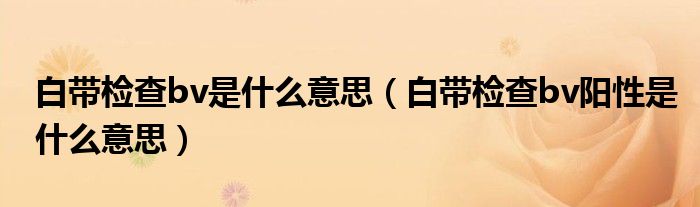 白帶檢查bv是什么意思(白帶檢查bv陽性是什么意思)