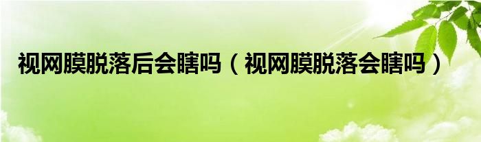 視網膜脫落后會瞎嗎（視網膜脫落會瞎嗎）