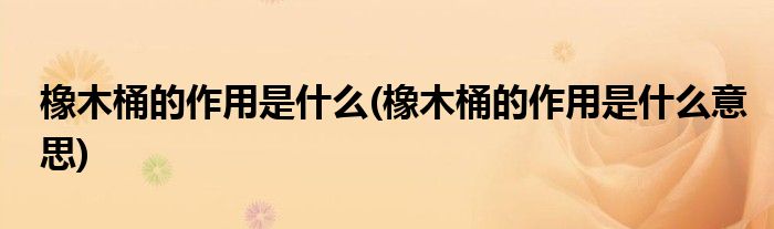 橡木桶的作用是什么(橡木桶的作用是什么意思)