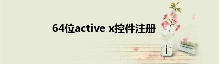 64位active x控件注冊